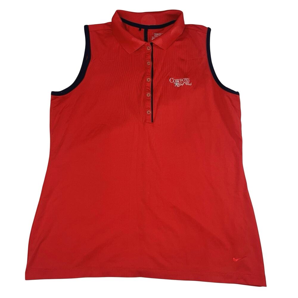 Nike Dallas Cowboys Golf Club Polo Shirt Women’s Size L Red Sleeveless Dri-Fit